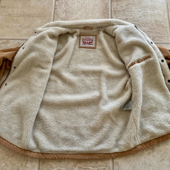 Levi’s Corduroy Sherpa Lined Men’s Trucker Jacket Tan Size Small Pre Owned - Picture 9 of 13